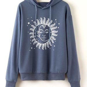 pretty spiritual sun and moon grey hoodie